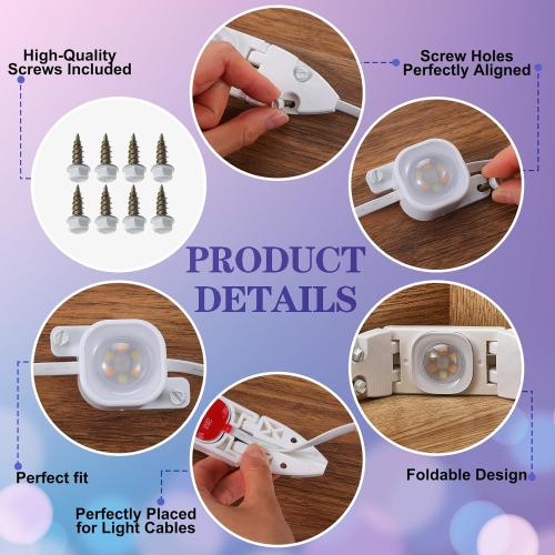 Nuanchu 99 Pcs Light Clips Set Compatible with Govee Pro H706 H806, 90 Mounting Clips & 9 Gable Light Bracket with 240 Screws Compatible with Govee Pro Outdoor Lights 100ft (White)