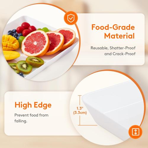 4Pack......Lifewit Reusable Plastic Serving Tray, 15 x 10 White Platters for Party, Large Tray Dishes for Serving Food, Buffet, Snacks, Fruit, Rectangle, Thanksgiving Christmas Essentials, 3 Sets, BPA Free