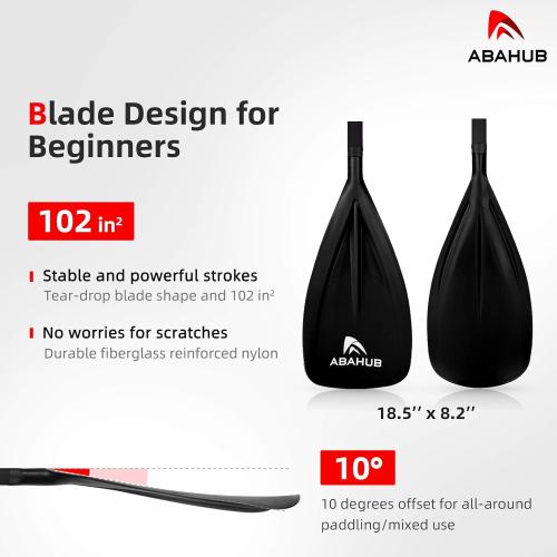 Abahub 3-Piece Stand Up Paddle,Adjustable 68-84 Lightweight Aluminum PU Coated | Paddle Boards Paddles,Durable Blade,Travel Friendly,Black/Blue/Green/Orange/Red/Yellow Plastic Nylon Blade