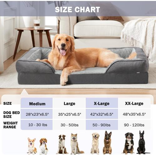 INVENHO Orthopedic Extra Large Dog Bed, XXL Waterproof Dog Sofa, Egg-Crate Foam Couch with Washable Removable Cover, Waterproof Lining and Nonskid Bottom