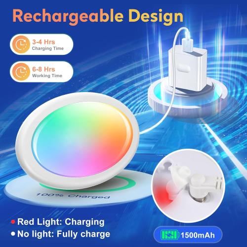 Rechargeable Submersible Pool Lights for Above Ground Pools Waterproof, Underwater LED Pool Lights for Inground Pool with Remote,Magnetic Swimming Pools Light for Hot tub,Spa-2PCS