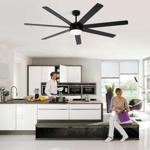 72 Inch Ceiling Fans with Lights and Remote,Large Ceiling Fan with 7 Blades,Reversible, Dimmable,Indoor and Outdoor Ceiling Fan with 12 and 18 Downrods for Bedroom, Living Room, Patio