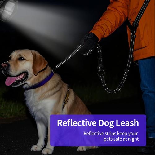 Hands Free Dog Leash by Kazazoo, Adjustable 5.8-8.5FT Waist & Crossbody Leash with Quick Off Buckle, Reflective Stitches for Walking, Jogging,Medium to Large Dogs M Size Black