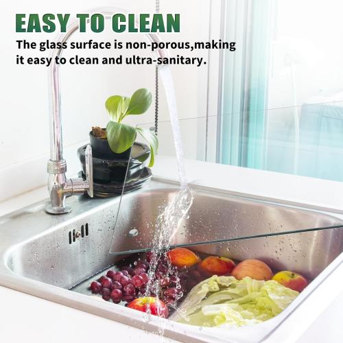 Seelenruhe Tempered Glass Cutting Board for Kitchen Counter, 12x16 inch Clear Cutting Board for Countertop, Non-Slip, Heat-Resistant, Easy to Clean, Kitchen Decoration