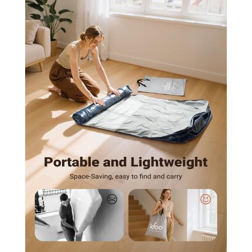 iDOO Twin Air Mattress with Built in Pump, 18 Raised Compact Blow up Mattress, Inflatable Mattress for Camping Guest Home, Portable Travel Air Bed, 2-Min Quick Inflation Deflation, Colchon inflable