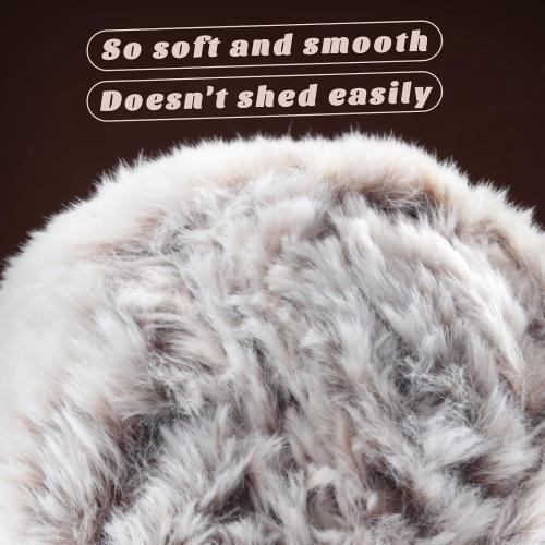 Faux Fur Fluffy Yarn for Crochet, White Fuzzy Plush Yarn for Crocheting