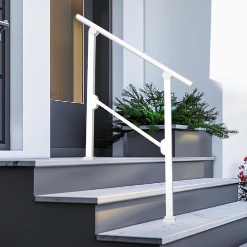 Hand Rails for Outdoor Steps, 2 Step Handrail Outdoor with Installation Kit, Railings for Outdoor Steps, Porch Handrail & Indoor Stair Safety Stair Railing Kit for Deck Gates Porch Concrete