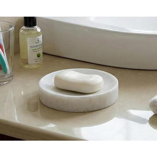 Soap Dish - Round Design | Natural White Marble Stone | Soap Holder | Soap Tray | Soap Case | Luxury Bath Accessories