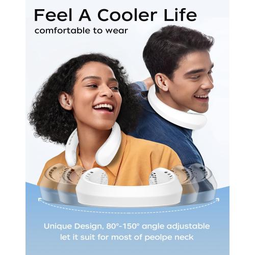 Neck Fan, Portable Fan around Neck, 5200mAh Battery Operated Wearable Personal Fan with USB Rechargeable, 3 Wind Speed,Ultra Quiet, Bladeless,Headphone Design for Travel, Men Women