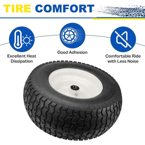 2 PCS 16x6.50-8 Lawn Mower Tires and Rim - 16x6.5-8 Tractor Turf Tire Replacement for Craftsman/John Deere Riding Lawn Mowers/Tractors, with 3/4 Bearings and 3 Offset Hub,4 Ply Tubeless - Vypart