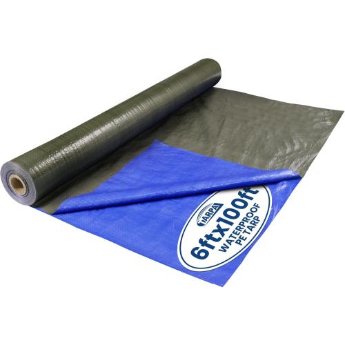 TARPAL Size  6x100 Feet Tarp Roll 5mil Waterproof Tarps polyethylene Multipurpose Tarp Cover Dustproof, Tear Resistant for Decoration, Painting, Home use（Green/Blue）