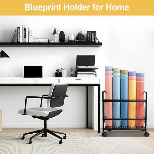 Blueprint Holder with Wheels, 20 Slots Blueprint Storage Rack, Blueprint Cart for Storing Map Poster Architectural Plan, Blue Print Storage Organizer for Home, Office, School