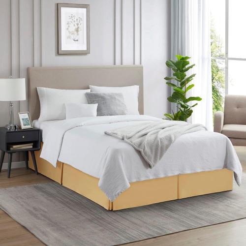 Nestl Gold Bed Skirt Cal King Size - Cal King Bed Skirt 14 Inch Drop - Brushed Microfiber Bed Skirts - Hotel Quality Pleated Bed Skirt - Shrinkage & Fade Resistant