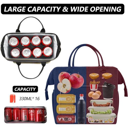 IDEATECH Insulated Lunch Box for Women & Men, Stylish Ladies Lunch Bag for Work, Leak Proof Portable Cooler Bag for Picnic, Black Lunch Tote Bags with Adjustable Shoulder Strap, Gifts for Mom (Black)