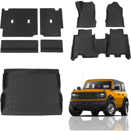 Floor Mats Compatible with 2021 2022 2023 2024 2025 2026 Ford Bronco Trunk Mat Cargo Liner Kick Mat for Ford Bronco Accessories 4 Door(Trunk Mat Floor Mats Rear Backrest Mats)