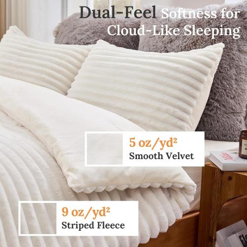 Sasttie Twin/Twin-XL Comforter Set 2 Pieces - Super Soft Fleece Comforters Twin/Twin-XL Size, 1 Luxury Warm Fuzzy Marshmallow Comforter with 1 Pillow Case, Faux Fur Bedding Set, Cream White