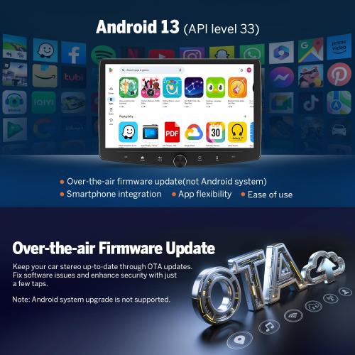 Eonon 6GB 64GB Double Din Car Stereo, 10.1 Inch Wireless CarPlay Android Auto Car Audio Receiver, Android 13 Touchscreen Navigation, Bluetooth, Backup Camera, 4G LTE, DSP -UX6SK-PLUS(UA13SK Upgrade