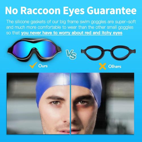 Swim Goggles No Leaking Anti-Fog Pool Goggles Swimming Goggles for Adult Men Women Youth, UV Protection 180° Clear Vision