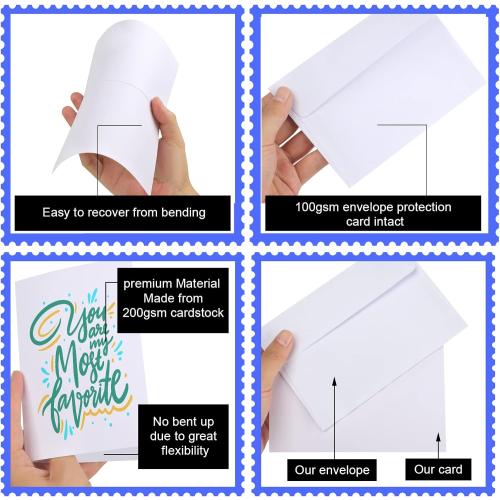 Blank Cards and Envelopes 4x6, 30 Pack White Invitation Cardstock with 30 Pack Envelopes, Thank you Blank Greeting Cards, for All Occasions DIY, Print custom