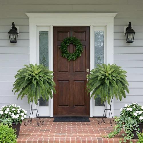 50 Fake Ferns Artificial Plants Large, 98 Fronds 2 Artificial Ferns for Outdoors and Indoors, Suitable for Planter Garden Porch Office Decor