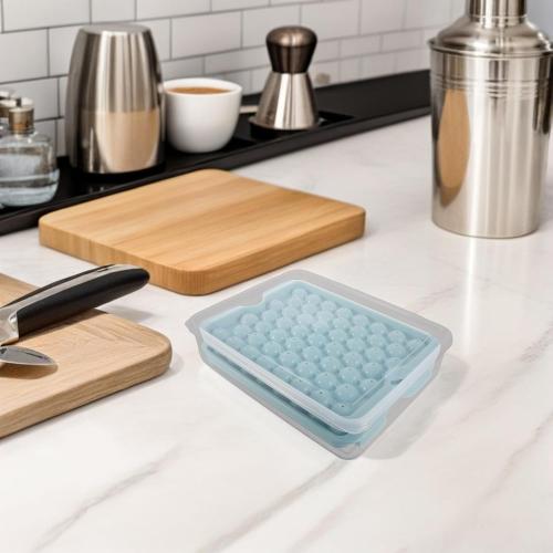 FENICAL Ice Sphere Maker Ice Cube Tray with Lid and Scoop Reusable Pp Material Easy Press Portable Design for Freezing Beverages in Freezer