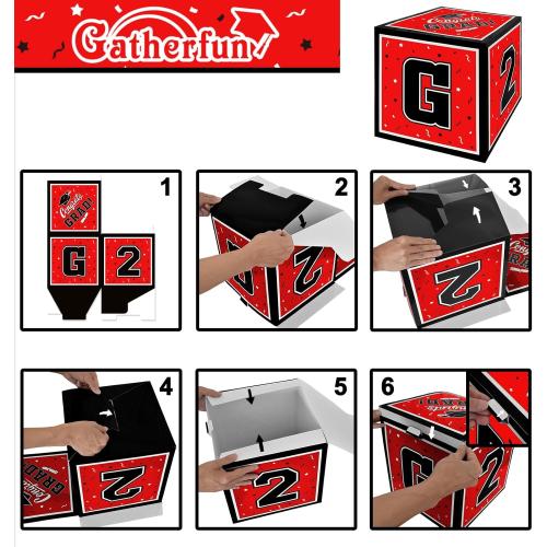 2026 Graduation Decorations Set - So Proud of You - Class of 2026 Balloon Boxes for Memorable Grad Party Supplies, Indoor/Outdoor Congrats Grad Home Door Décor Essentials（red and black）