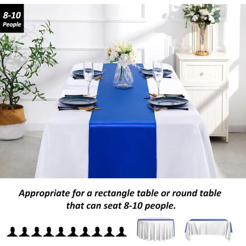 SiinvdaBZX 24 Pcs Royal Blue Satin Table Runner 12 x 108 inches Long, Bright Smooth Satin Wedding Table Runner Decorations for Birthday Parties, Buffet, Banquets, Graduations, Engagements