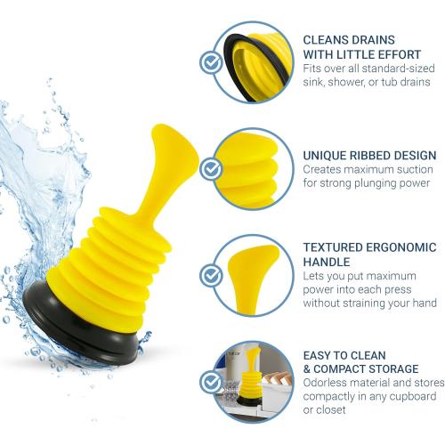 Meadow Lane Small 7 Sink Plunger - Mini Clog Remover for Kitchen & Bathroom Sink Drains - Hand Ergonomic, Space-Saving & Powerful Suction - Universal Fit for Home or Commercial Use, Yellow****