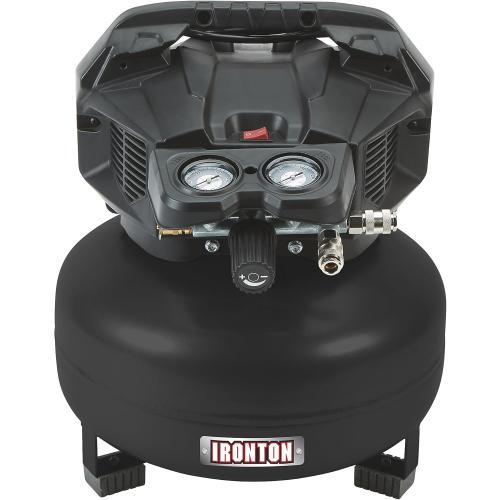 Ironton Oil-Free Pancake Compressor, 1.6 HP, 6-Gallon, 2.6/3.6 CFM