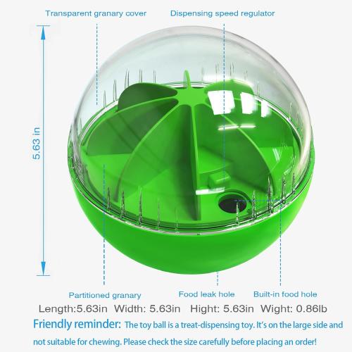 Green Dog Treat Ball, Dog Food Puzzle Slow Feeder Interactive Squeaky Mental Stimulation Toys, Dog& Cat Treat Dispenser Puzzle Toys Active Rolling Balls for Medium/Large Dog Breeds