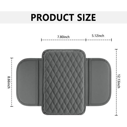 Stacool Upgraded Car Center Console Cover,Microfiber Leather Car Armrest Cover Cushion with 2 Storage Bags,Universal Car Armrest Storage Box (Gray)