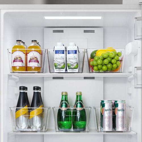 12 PACK Clear Plastic Storage Bins, Kitchen Cabinet Pantry Organizer Bins
