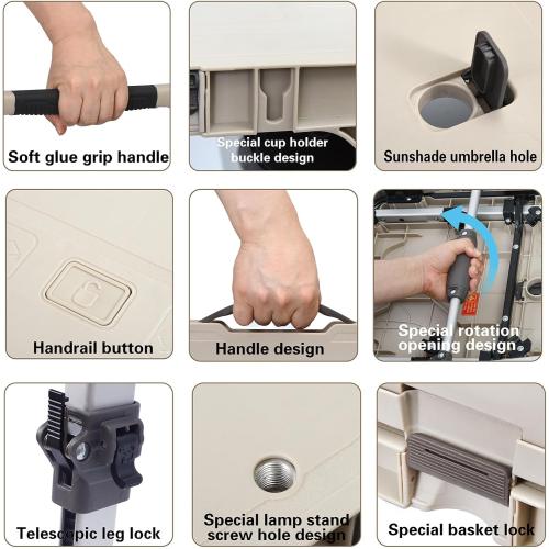 LEADALLWAY 3-in-1 Multi-Purpose Camping Table Wagon Portable Outdoor Platform Truck, Dolly & Utility Cart with 5.4 Wheels