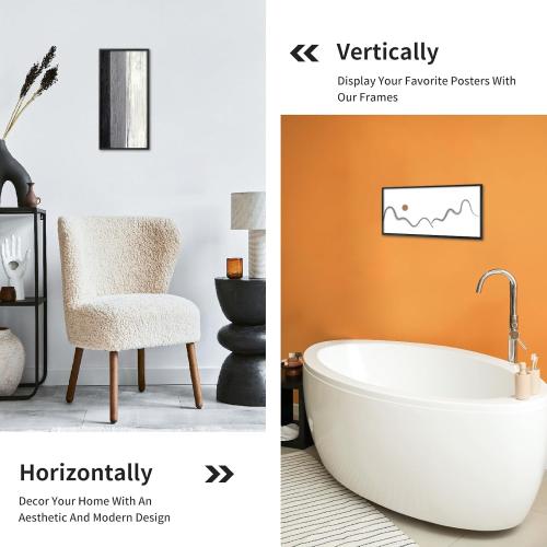 DOAI ART 11x22 Newspaper Frame 2 Pack, Black 11x22 Frames for Horizontal or Vertical Wall Mounting, Scratch-proof Safe and Artistic Large Photo Frame Wall Art