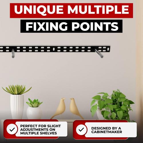 Set of 2 Floating Shelf Brackets 38 inch Multiple Mounting Location Hit 3 Studs Heavy Duty Perfect Bracket for Long Shelf/Hidden Wall Shelves Support Hardware Kitchen/Living Room/Office (6 inch Rods)