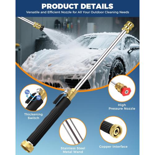 2026 Upgrade Jet Nozzle Power Washer for Garden Hose, 2-In-1 Hydro Wand