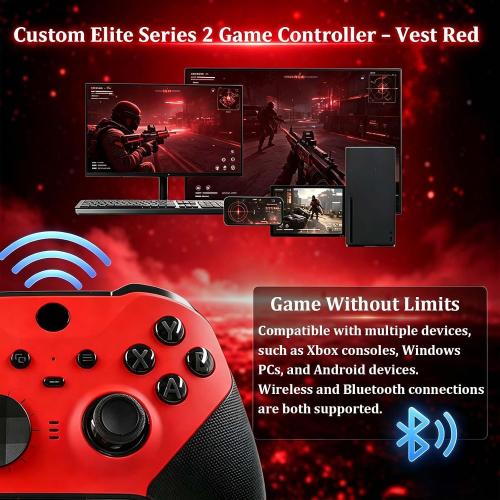 DIY Customized Model 1797 Elite Series 2 Controller(Vest Red) with 2 D-pad