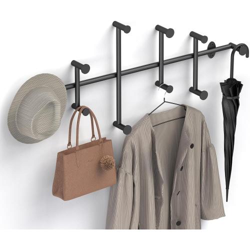Large Coat Hooks Wall Mount, Minimalist Black Coat Rack Wall Mount, 31'' Long Heavy Duty Coat Rack Wall Mounted with 10 Hook for Room Entryway, Bedroom, Cloakroom, Hallway