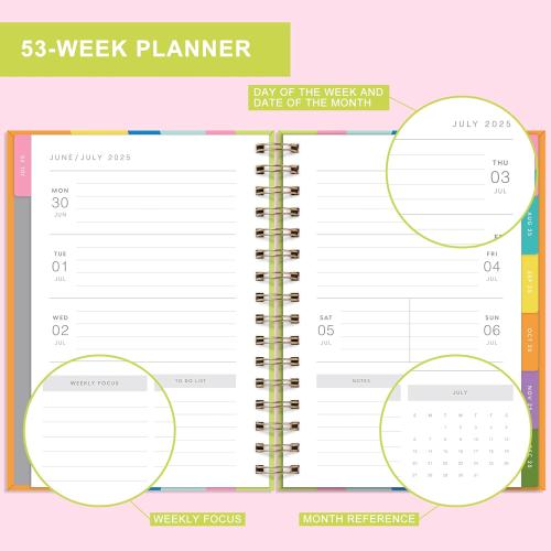 And Per Se Student Planner 2025-2026, Academic Planner July 2025 - June 2026, 8.5 × 6.2, Weekly & Monthly Lesson Plan for Students with Colorful Tabs & Stickers (Joyful Wave)