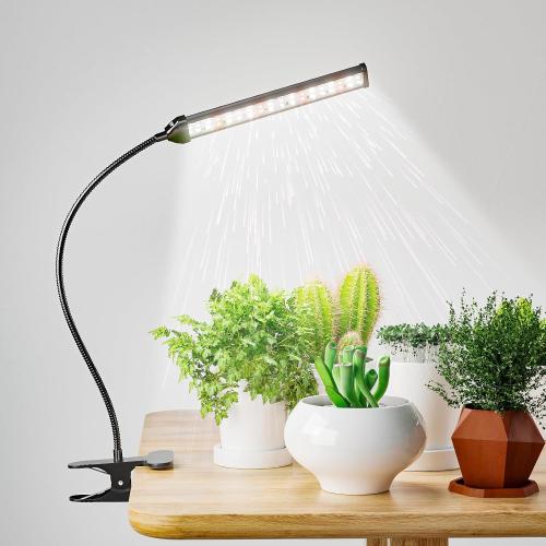 Color Black GooingTop Grow Light for Indoor Plants Growing,5000K White Full Spectrum Gooseneck Plant Lamp Clip-on Desk for Pot Plant Seed Starting,Dimmable with Auto Timer