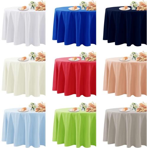 Fokitut 2 Pack Waterproof Round Tablecloth, 132 Inch, Stain Resistant and Wrinkle Polyester Table Cloth, Fabric Table Cover for Kitchen Dining, Wedding, Party, Holiday Dinner-Gold