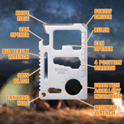 Shimeyao 12 Pcs Stocking Stuffers for Adults Men 11-in-1 Wallet Credit Card Multitool Christmas Gifts for Men Metal Stainless Steel Tool Bottle Opener for Husband Dad Adults