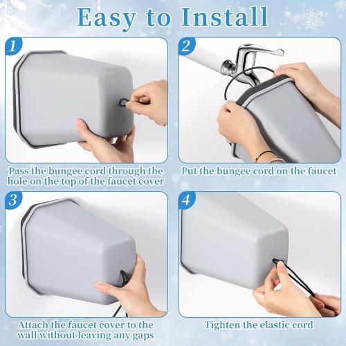 2 Pack 2026 Upgrade Extra Large Outdoor Faucet Cover for Winter Freeze Protection 8.5x7x5.5in Thick Plastic Foam Hose Bib Spigot Cover Winter Insulated with Reflective Strips (Gray)