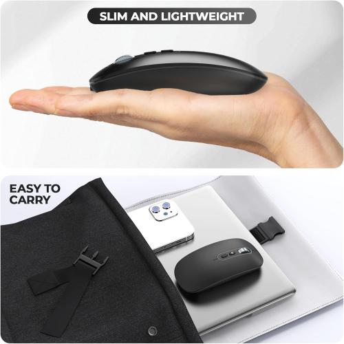RaceGT USB C Wireless Mouse, Rechargeable Dual-Mode Mouse(Type-c and Bluetooth), Silent Bluetooth Mice for MacBook Air/Pro, Slim Portable Travel Mice for iPad Mac Laptop PC Computer