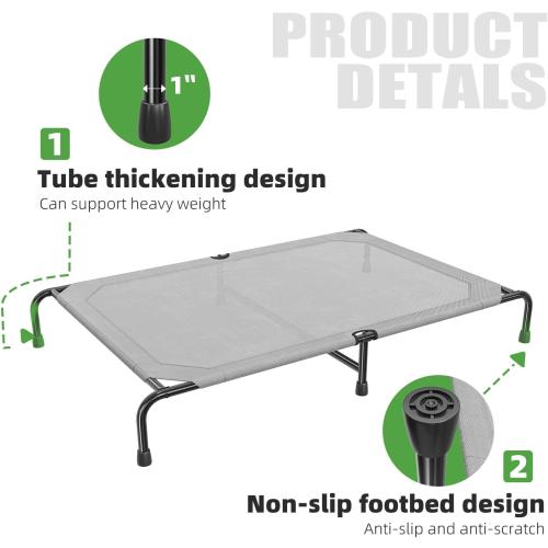 Simple Trending Raised Dog Bed for Extra Large Dogs, Waterproof XL Dog Cot, Outdoor Elevated Pet Bed, 60.25 x 37.25, Grey