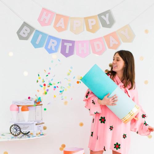 Felt Happy Birthday Bunting - Pastel Rainbow Banner, Happy Birthday Garland, Kids Party Decorations, Party Photo Props