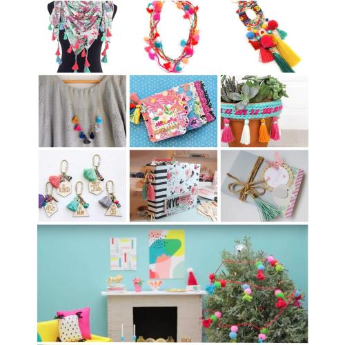 MSCFTFB 100 Pieces Mini Tassels Mala Tassel Kit with Jump Rings for Earring Necklace Jewelry Making Garland Keychain Charms Crafts Decorations (White)