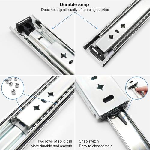 1 Pair 40 Inch 260 Lb Capacity Heavy Duty Drawer Slides(with Stainless Screws),Side Mount Undermount Full Extension 3 Fold Ball Bearing Stainless Steel Hardware Drawer Rails