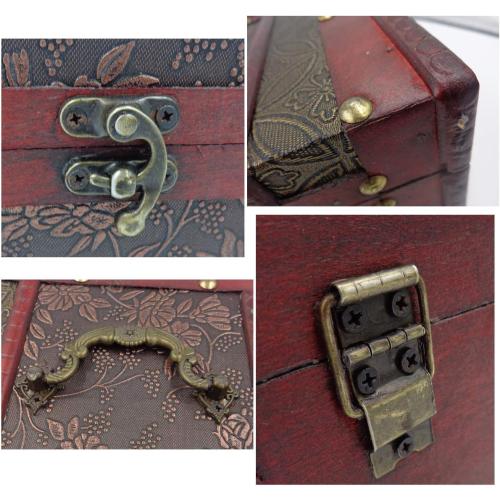 ISOTO Retro Vintage Wooden Jewelry Box Storage Box Organizer Container Case Chest Trinket Box with Mirror for Gilrs Girlfriend Women for Mother's Day (Style 3)