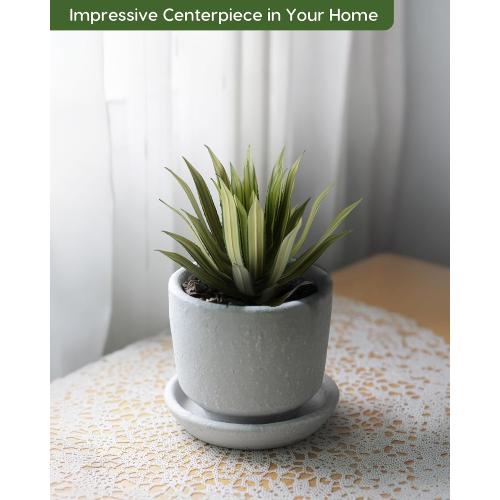 Velener Artificial Outdoor Agave Plants, Green Outdoor Faux Plants with Broad Sword-Shaped Leaves, Small Size UV Resistant Fake Agave Plants for Indoor and Outdoor Decor(14 Inch)-2 Pack